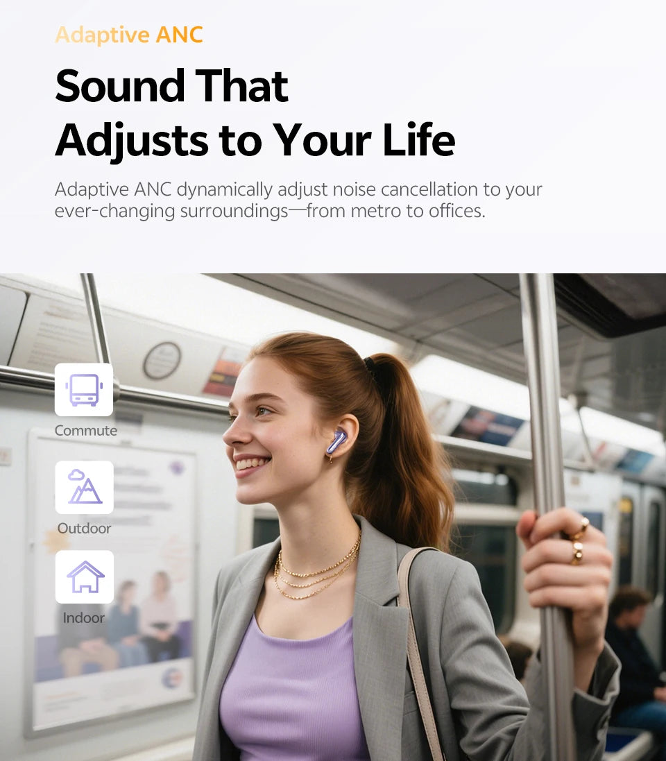 QCY MeloBuds N70 Wireless Earphones with Hybrid Adaptive ANC, Hi-Res Sound, and 50Hrs Battery Life - ShopHub