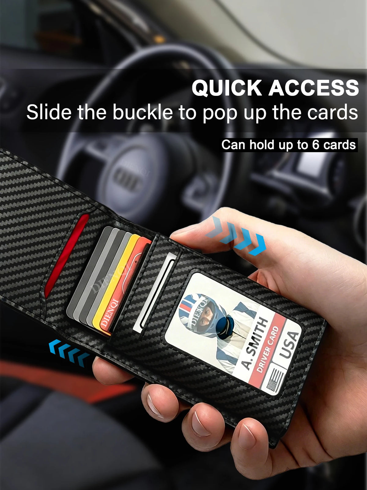 DIENQI Business Luxury Brand Credit Card Holder Slim Thin Men Wallets High Quality Carbon Travel Pocket Wallet Money Bag Purse