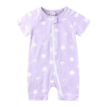 Kids Tales Summer Sprout Cotton-Stretch Double-Zip Romper