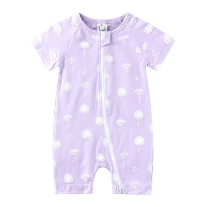 Kids Tales Summer Sprout Cotton-Stretch Double-Zip Romper