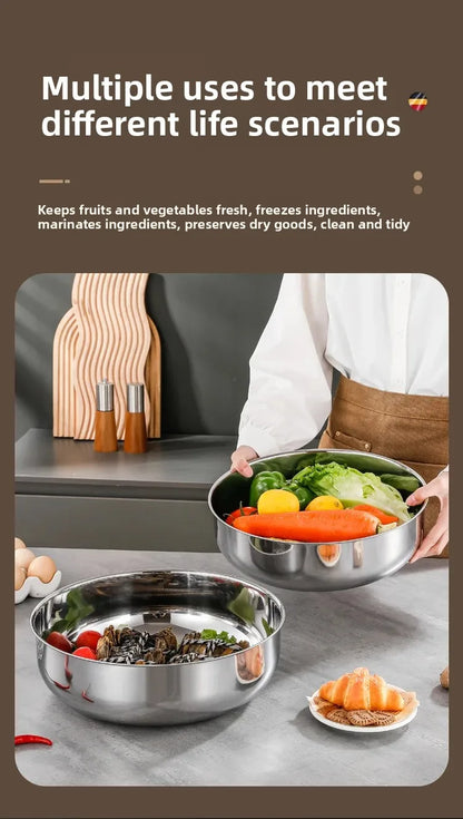 Large Stainless Steel Mixing Bowls - Rust Resistant Kitchen Utensils for Dough, Pasta, Vegetables, and Soups - ShopHub