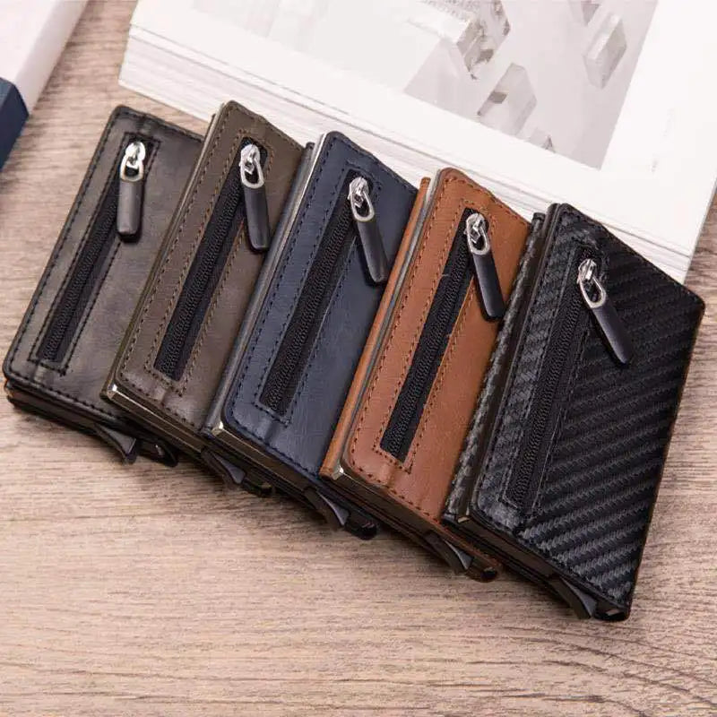 Anti Rfid Metal Business Card Holder Automatic Pop Up Case Men Trifold Coin Purse Small Carbon Visit Credit Cardholder for Men