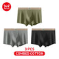 MiiOW 3Pcs Men's Cotton Underwear Antibacterial Breathable Crotch Soft Boxershorts - ShopHub