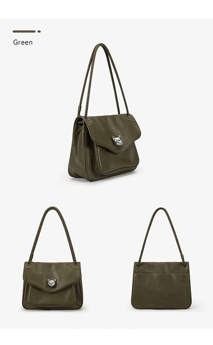 BAFELLI Chained Genuine Leather Satchel Bag