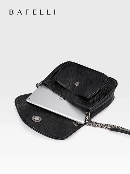 BAFELLI Chained Genuine Leather Satchel Bag