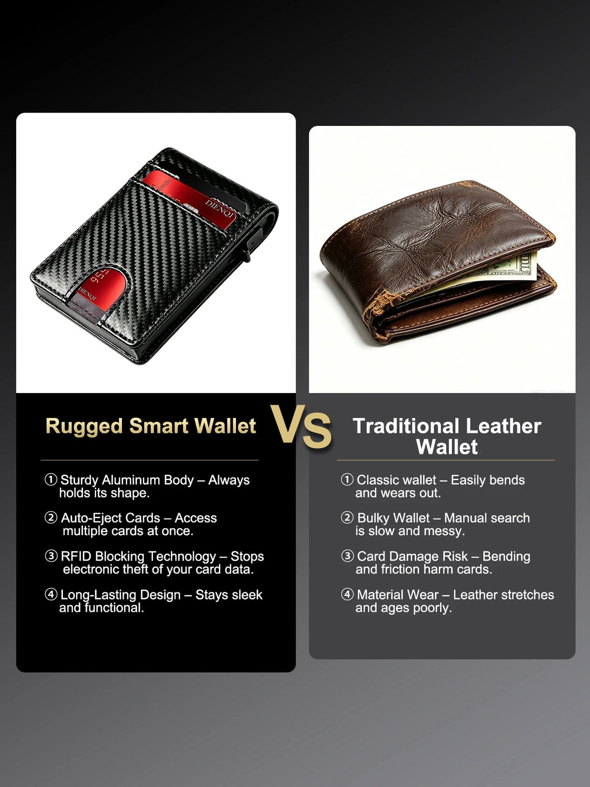 Carbon Fiber Wallet Magnetic Card Holder RFID Automatic Pop Up Case Id Bank Credit Cardholder Money Bag Bifold Wallets for Men