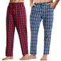 Men's Summer Pajama Pants - Comfortable 2 Pack Plaid Lounge Sleepwear with Pockets