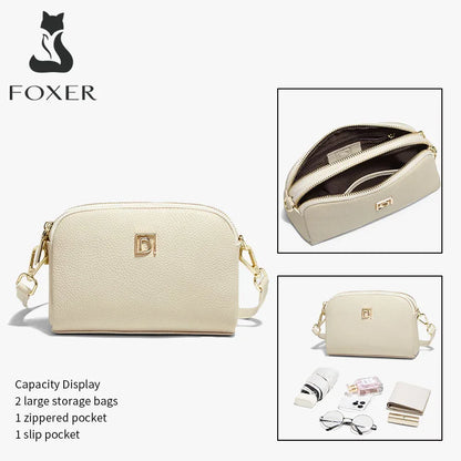 FOXER Lady's Shoulder Bag Genuine Leather Casual Crossbody Bag Solid High Quality Commute Mother's Day Gift