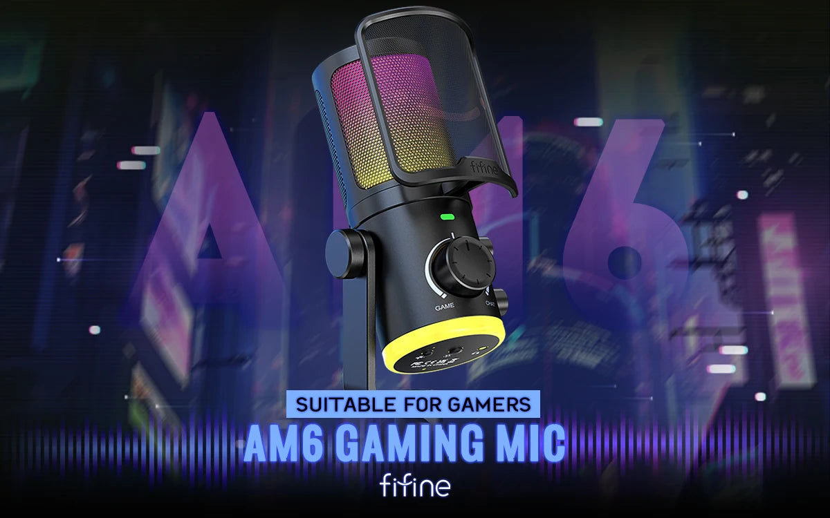 FIFINE USB Gaming Microphone: Premium Quality with Noise Cancellation & RGB Lighting