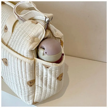 Embroidered Multi-Functional Diaper Bag