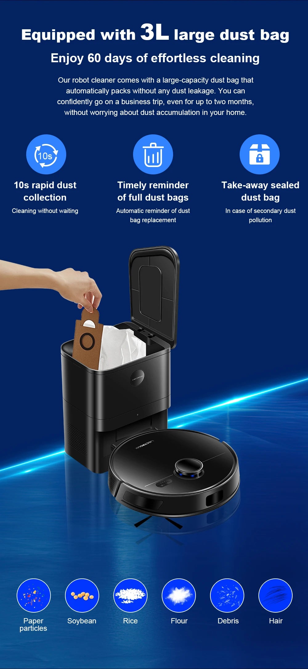 Liectroux M70 Pro robot vacuum cleaner and mop on the floor, showcasing its sleek design and cleaning features.