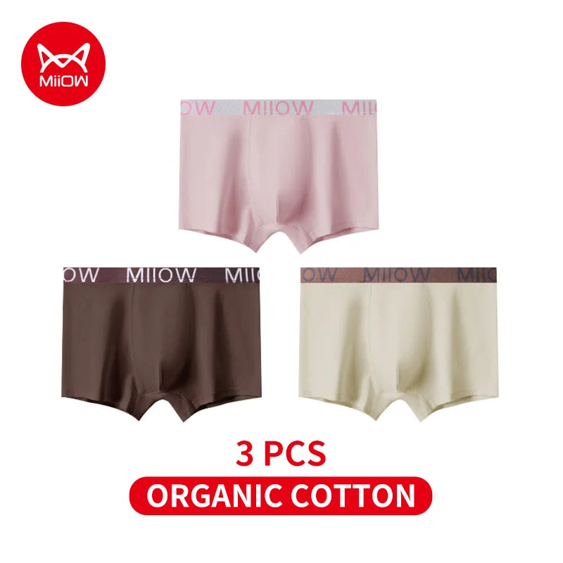 MiiOW Men's Cotton Underwear - 3Pcs Antibacterial Boxers - ShopHub