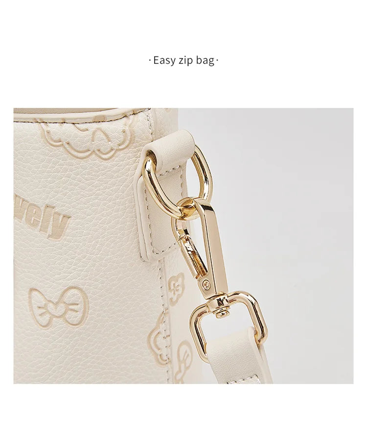 FOXER Women's Handbag PU Leather Cute Bucket Bag New Design Small Size Crossbody Bag Best Gift for Girlfriend Lover