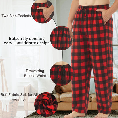 Cozy Comfort: Big & Tall Mens Pajama Pants - 2 Pack Fleece Plaid Loungewear