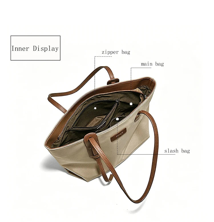 FOXER Women's Large Capacity Tote Bag Casual PU Leather Lady's Shoulder Bag Commute Travel Handbag All-match