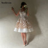 Smileven Champlgne 3D Lace Flower Wedding Dress
