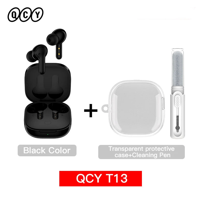 QCY T13 Wireless Earphones with 4 Mic ENC, HD Call, Stereo Sound, Touch Control, Long Standby 40Hrs - ShopHub