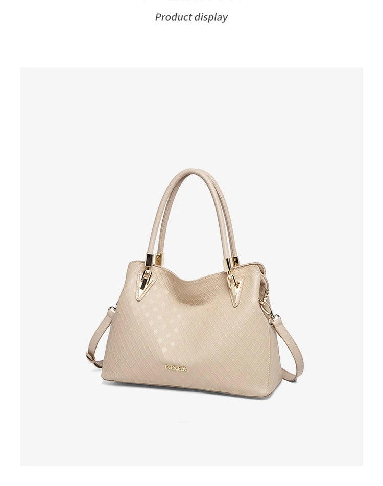FOXER Lady's Handbag Genuine Leather 2026 Elegant Female Shoulder Bag Luxury Design Crossbody Bag Diamond Embossing Commute Work