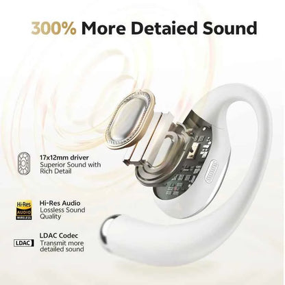 QCY Crossky R70 Wireless Headphones - Hi-Res Open-Ear Bluetooth 6.0 Earhooks with Bass Boost