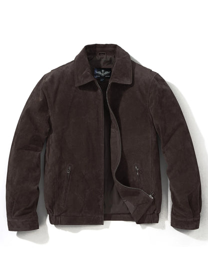 FLAVOR Men's Relaxed-Fit Pigskin Leather Bomber Jacket