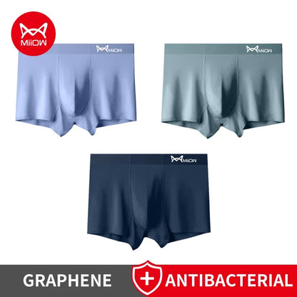 MiiOW Men's Modal Underwear - 3Pcs Graphene Antibacterial Boxer with Seamless Cuffs - ShopHub