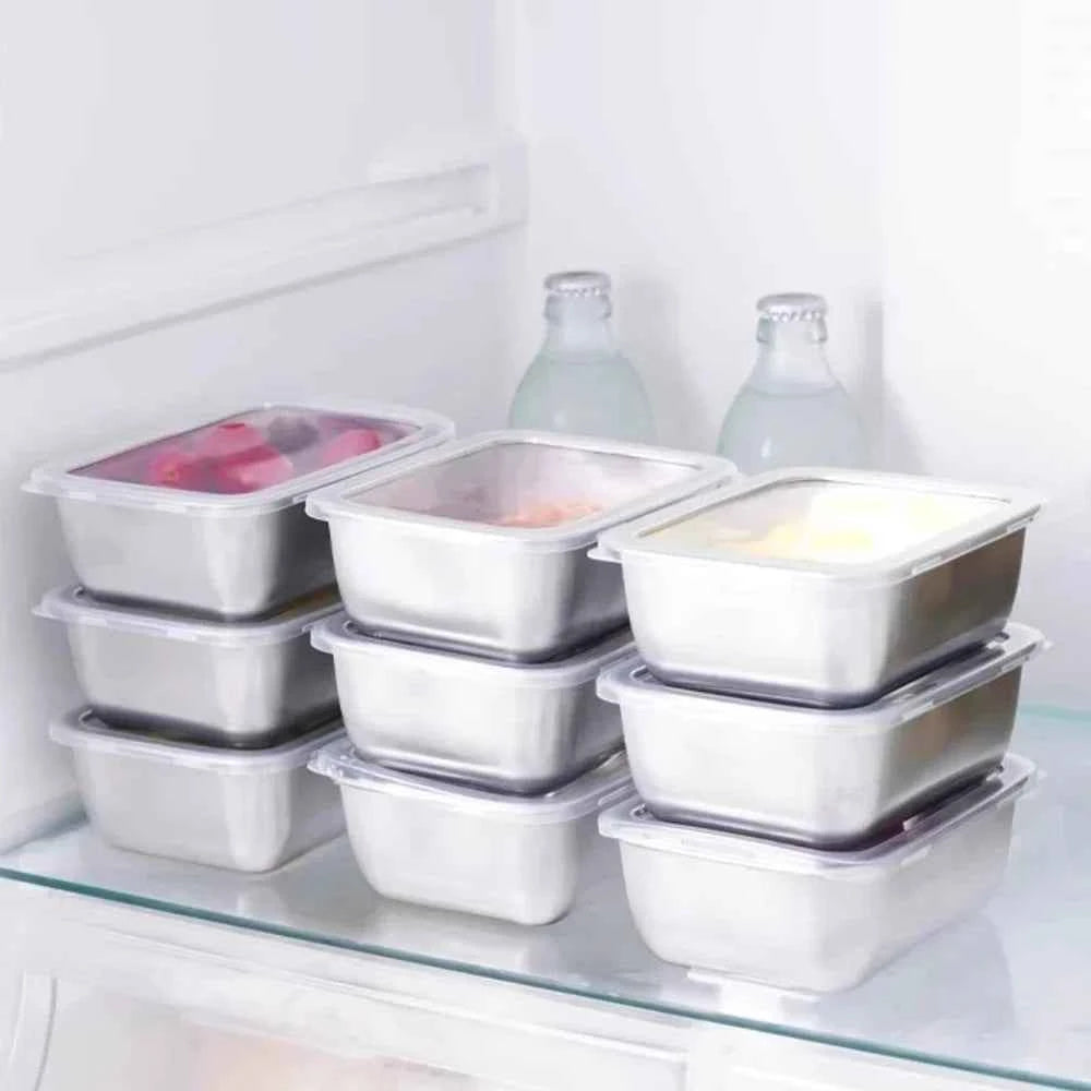 Stainless Steel Food Storage Container with Lid - Airtight Fresh-Keep Box for Fridge | Small Thickened Kitchen Organizer