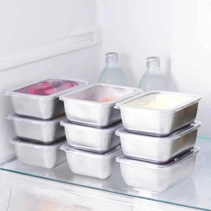 Stainless Steel Food Storage Container with Lid - Airtight Fresh-Keep Box for Fridge | Small Thickened Kitchen Organizer