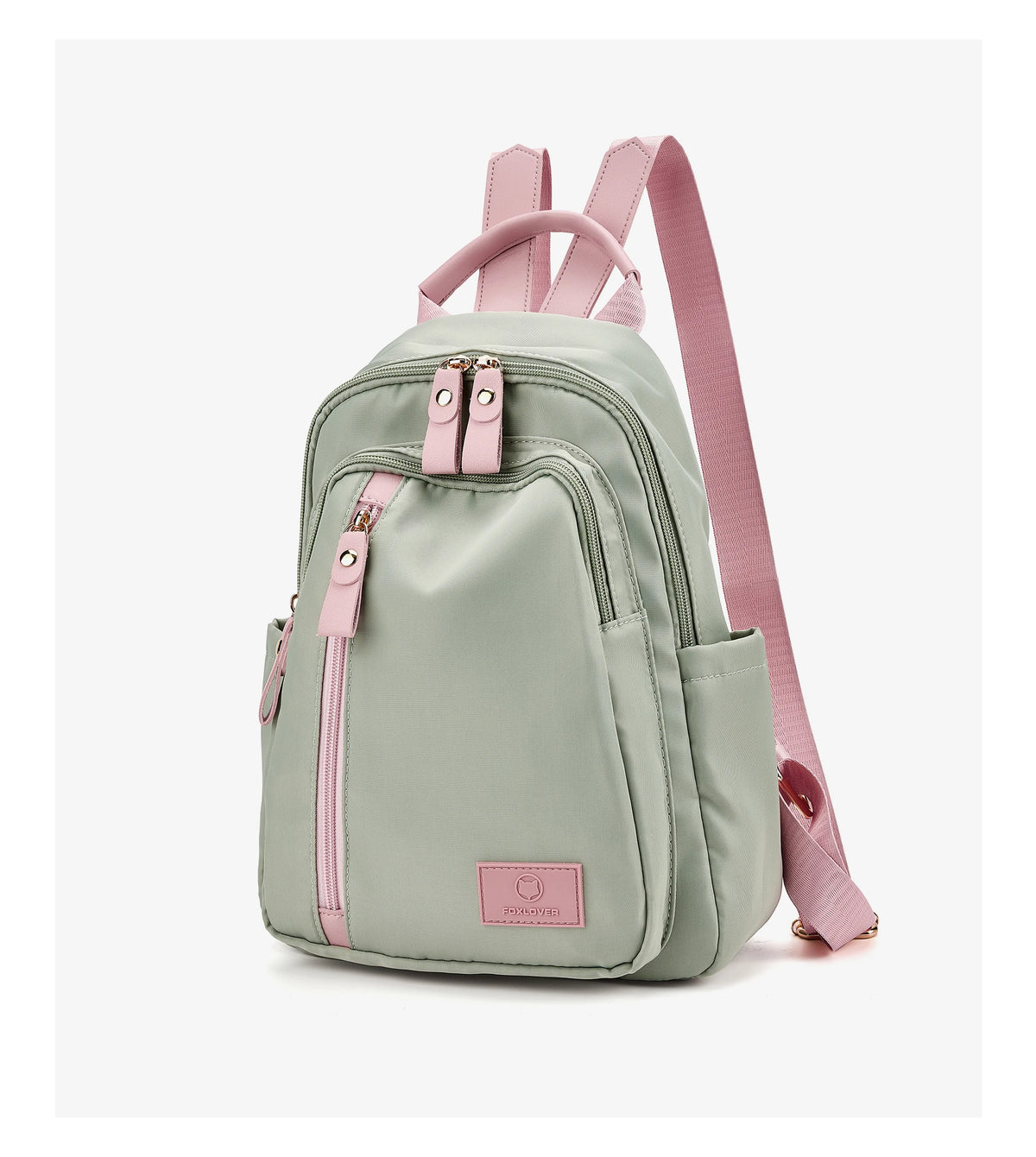 FOXER Women Fabric Backpack Lightweight Travel Shoulder Bag Ladies Multi‑pocket School Bag Casual Daily Female Rucksack