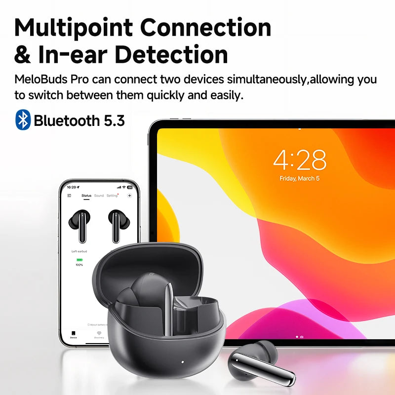 QCY MeloBuds Pro ANC Earphones with 46dB Hybrid ANC, 6 Mics, Hi-Res LDAC, and 34H Playtime - ShopHub