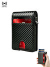 Carbon Fiber Wallet Magnetic Card Holder RFID Automatic Pop Up Case Id Bank Credit Cardholder Money Bag Bifold Wallets for Men