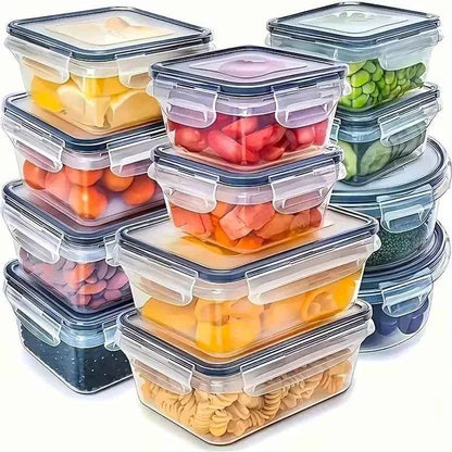 4-Piece Clear Food Storage Containers with Snap Lids, Reusable for Fruits Vegetables Pasta Dry Goods