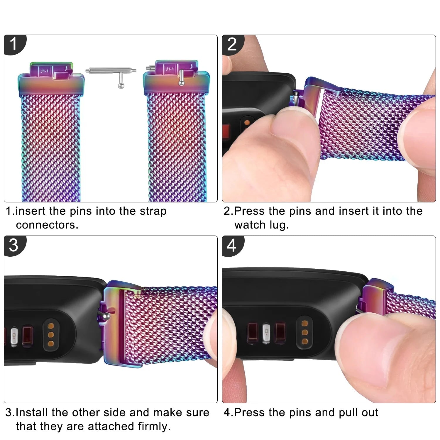 Metal Strap for the Fitbit Inspire/ACE 2/3 Series (available in 10 colours) Habicare