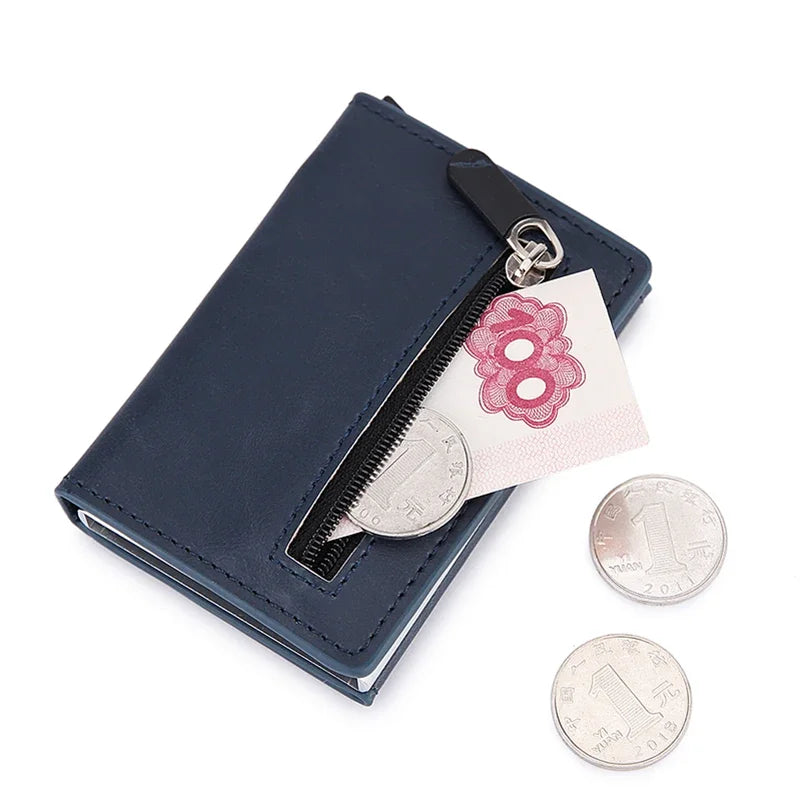 Anti Rfid Metal Business Card Holder Automatic Pop Up Case Men Trifold Coin Purse Small Carbon Visit Credit Cardholder for Men