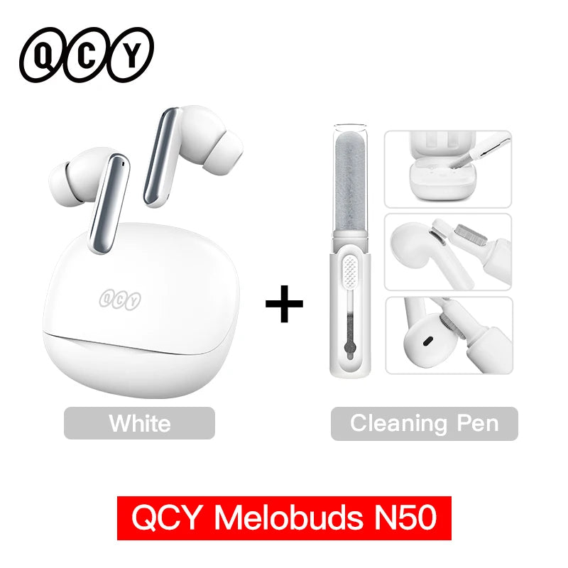 QCY Melobuds N50 ANC Earphones with 6 Mics, AI Call Noise Cancellation, Bluetooth 5.4, and Dual Connection - ShopHub