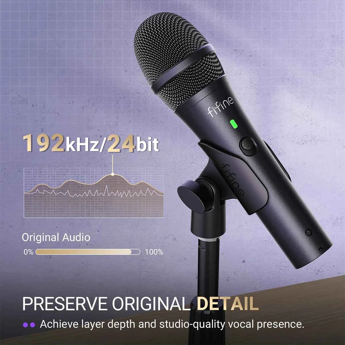 FIFINE USB/XLR Dynamic Microphone for Recording,Studio Handheld Mic with Desktop Stand for Vocal/Streaming/dubbing/Meeting-TANK2