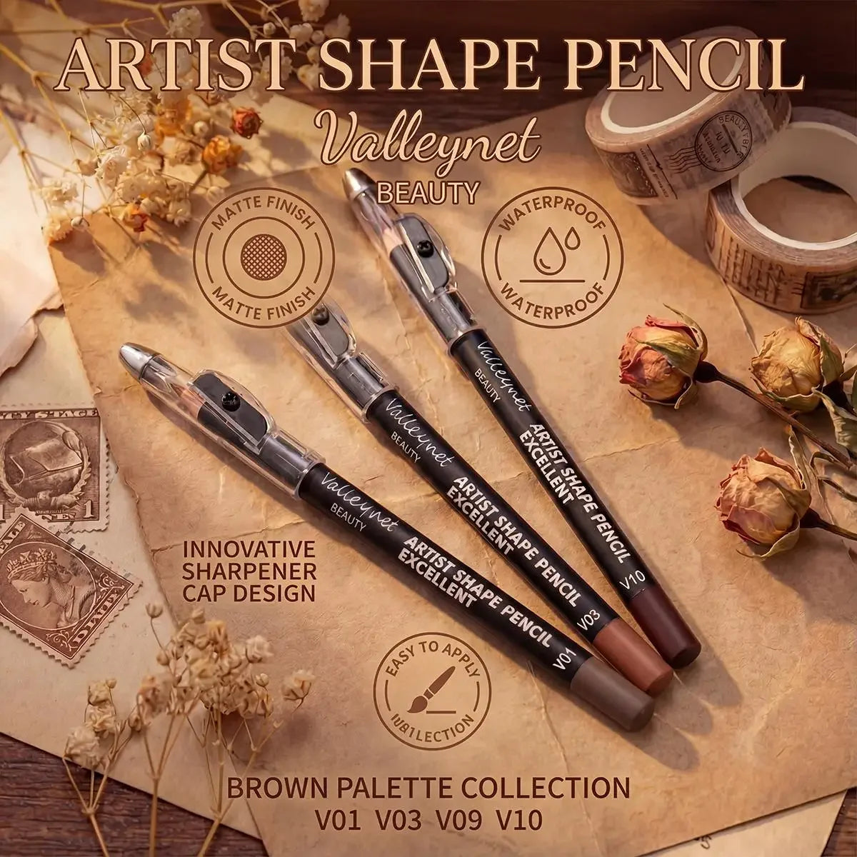 4 Piece Brown Shades Lip Liner Set