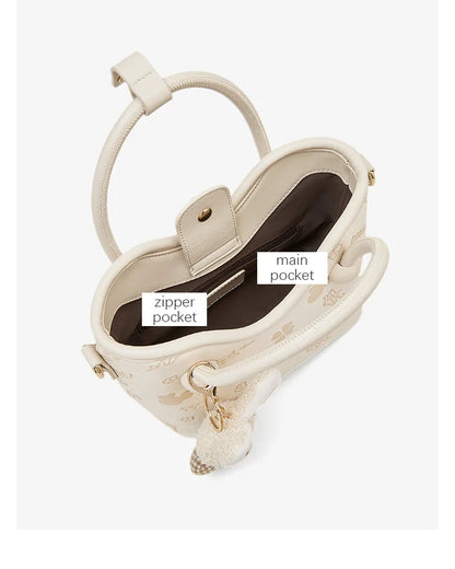 FOXER Women's Handbag PU Leather Cute Bucket Bag New Design Small Size Crossbody Bag Best Gift for Girlfriend Lover