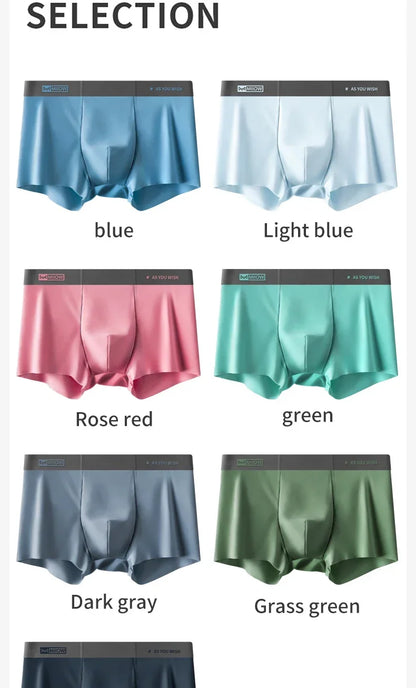 MiiOW Men Underwear Boxers - 3Pcs Cotton Antibacterial Crotch Silky Breathable Boxers - ShopHub
