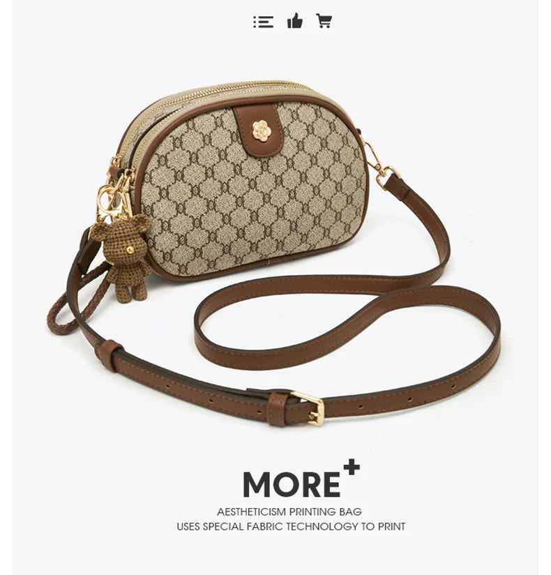 FOXER Women Small Shoulder Bag Fashion Monogram PVC Lady Crossbody Handbag with Adjustable Strap