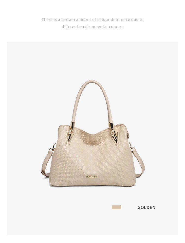 FOXER Lady's Handbag Genuine Leather 2026 Elegant Female Shoulder Bag Luxury Design Crossbody Bag Diamond Embossing Commute Work