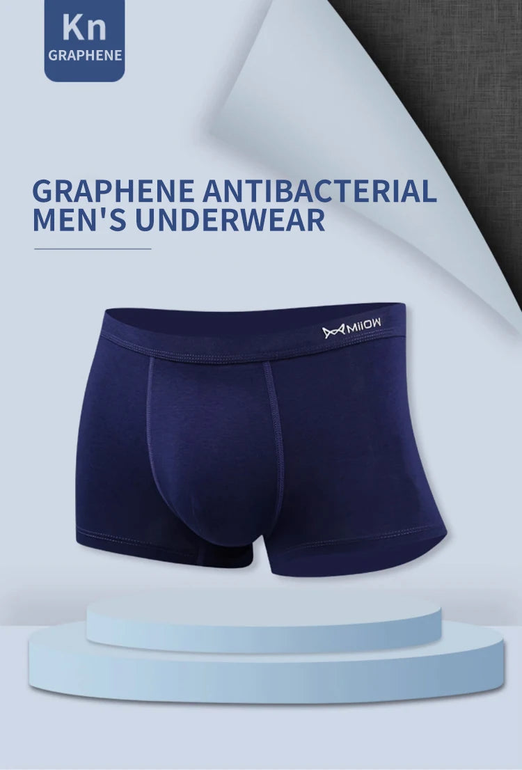 MiiOW Men's Antibacterial Boxer Briefs - 3Pcs Cotton Underwear with Graphene Technology - ShopHub