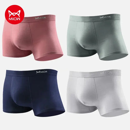 MiiOW 4Pcs Men's Breathable Cotton Underwear with Graphene Antibacterial Technology - Comfortable U Convex Bag Crotch Boxers - ShopHub