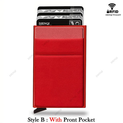 Rfid Smart Bank Credit Card Holder Wallet Metal Thin Slim Men Wallets Pop Up Minimalist Wallet Black Metal Bank Cardholder Case