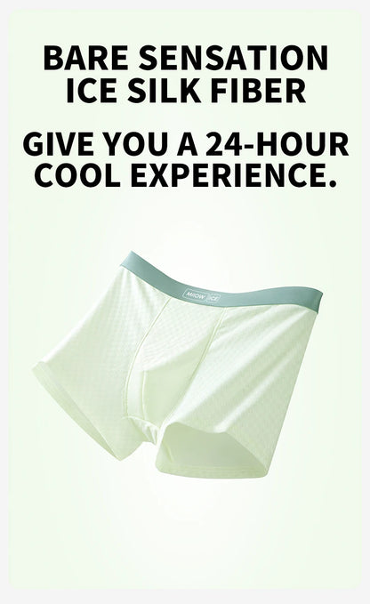 MiiOW Antibacterial Men's Boxer 3Pcs Ice Silk Underwear with Breathable Mesh Crotch - ShopHub