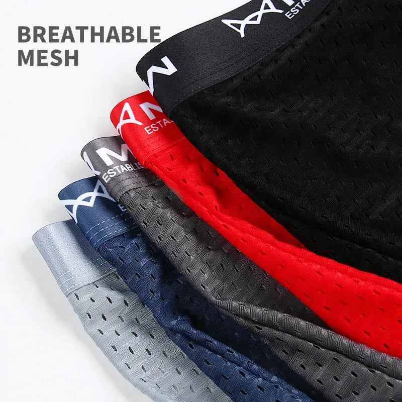 MiiOW Ice Silk Men Underwear - 3Pcs Sexy Mesh Breathable Boxer Shorts