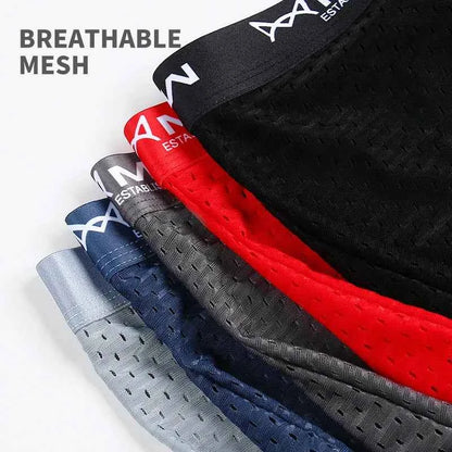 MiiOW Ice Silk Men Underwear - 3Pcs Sexy Mesh Breathable Boxer Shorts