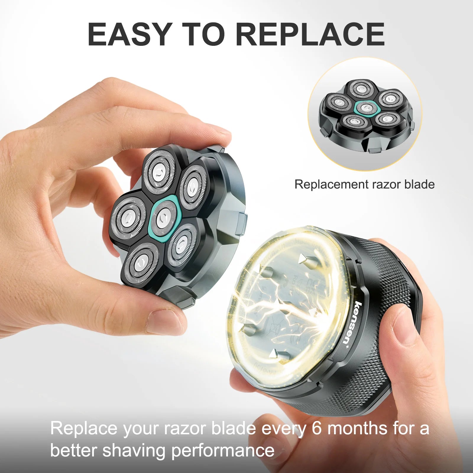 Replaceable blade for KENSEN S15 head shaver, razor blade refill from ShopHub NZ, showing the sharp, clean blade edge.