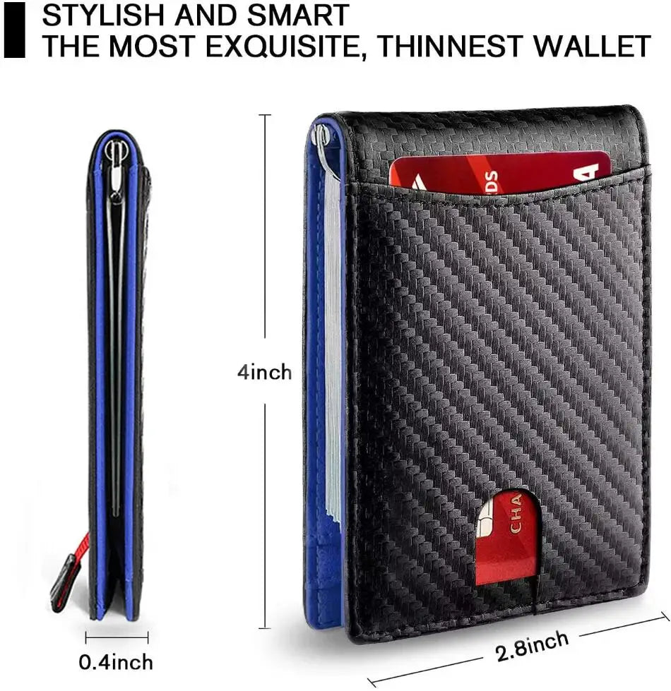 Rfid Carbon Fiber Men Wallets Man Card Holder Money Bag Slim Thin Mini Wallet Male Small Short Purse Black Walet Billfold Vallet