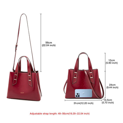 High Quality Women Split Leather Handbag Fashion Workplace Big Capacity Tote Bag Commuter Crossbody Shoulder Bags Mother's Gift