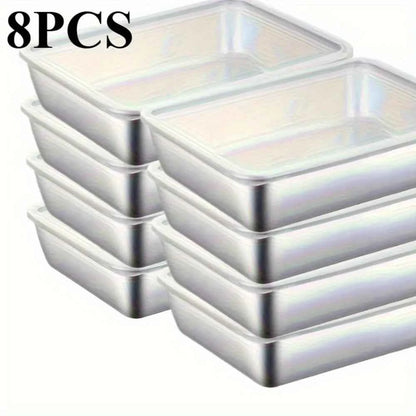 8-Piece Stainless Steel Food Containers, Leakproof Stackable for Freezer Kitchen, with Clear Lids for Meat Fruit Vegetables
